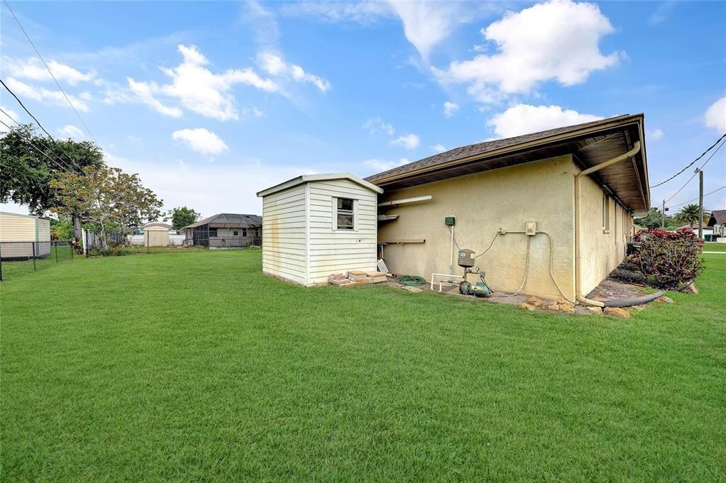 Shed and well for irrigation pictured here