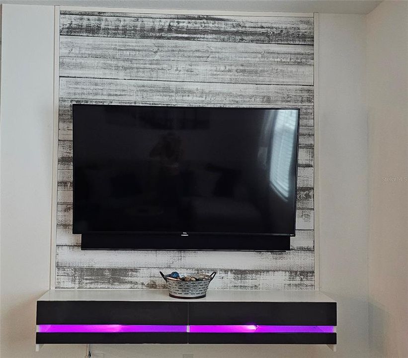 TV Wall Planked and Floating Shelf