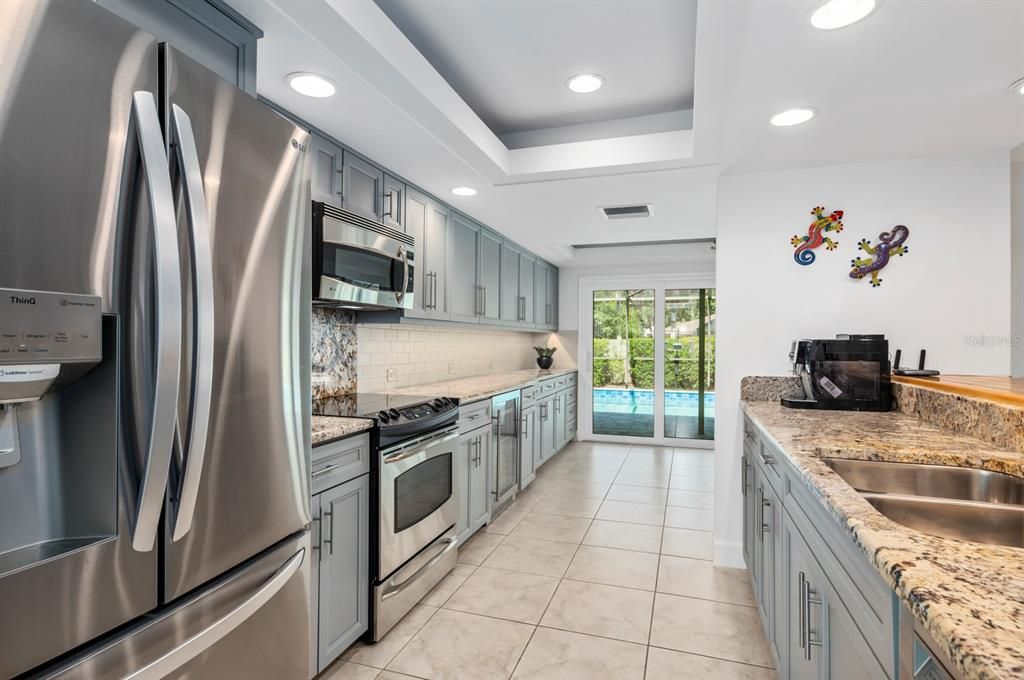 Newer subway tiles and granite counters. Great Kitchen.