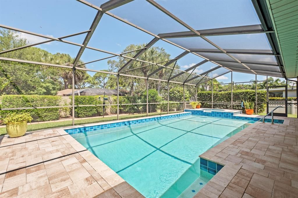 30'x15' is great for swimming laps and pool games. Swimout step at deep end.