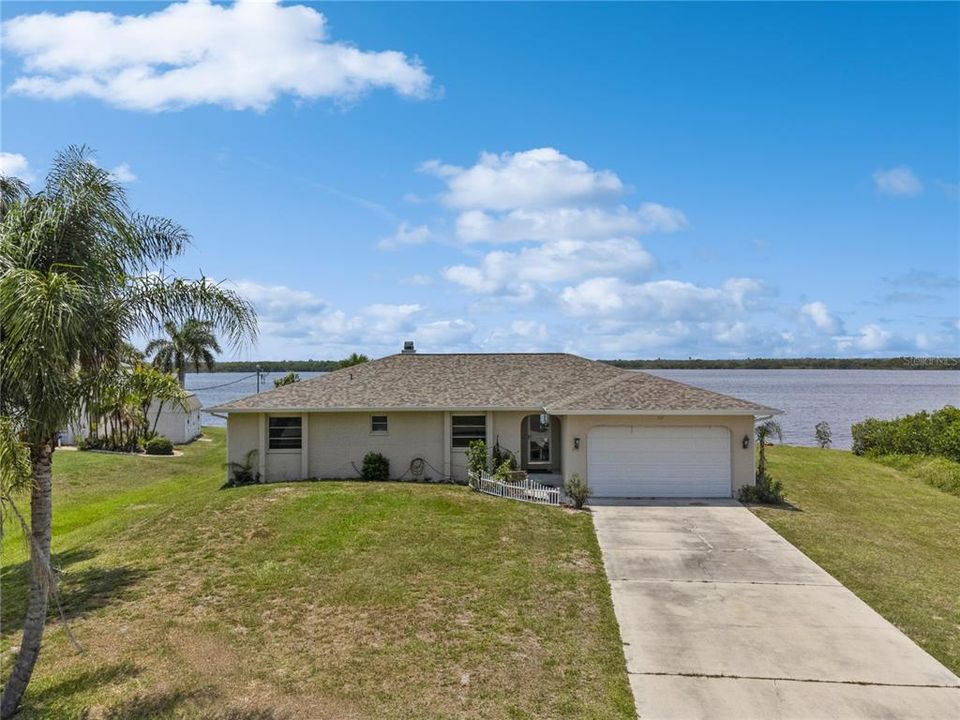 Drone shot of the front of home