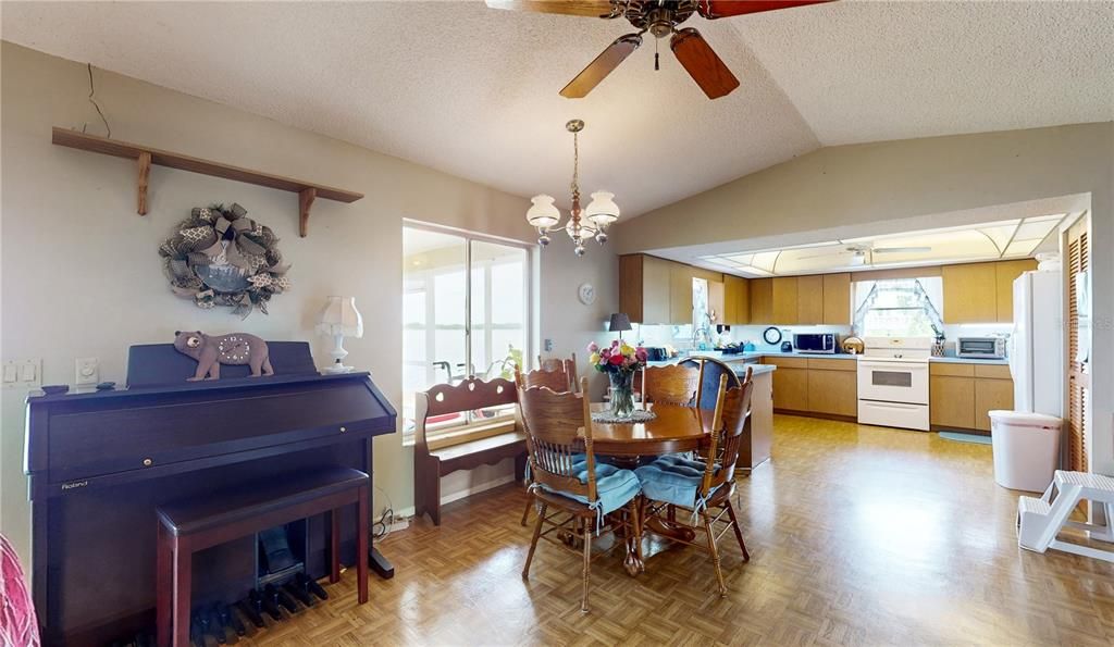 Dining area with kitchen view