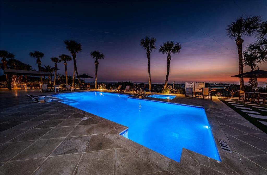 ... Nite Shot - Pool & Lounging Area. Looking South West Right After Sunset.