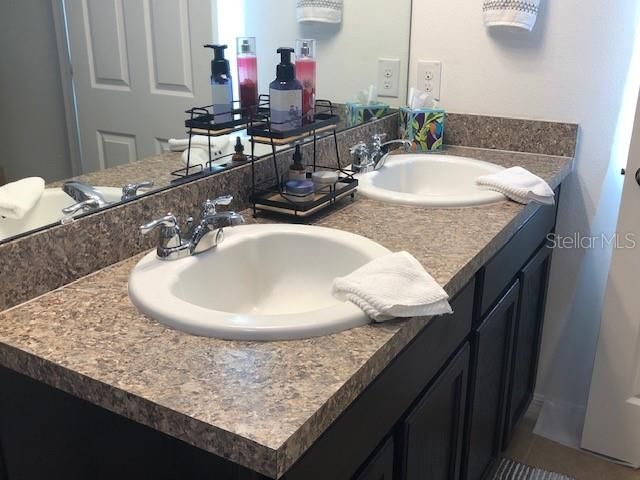 Primary bathroom dual sinks