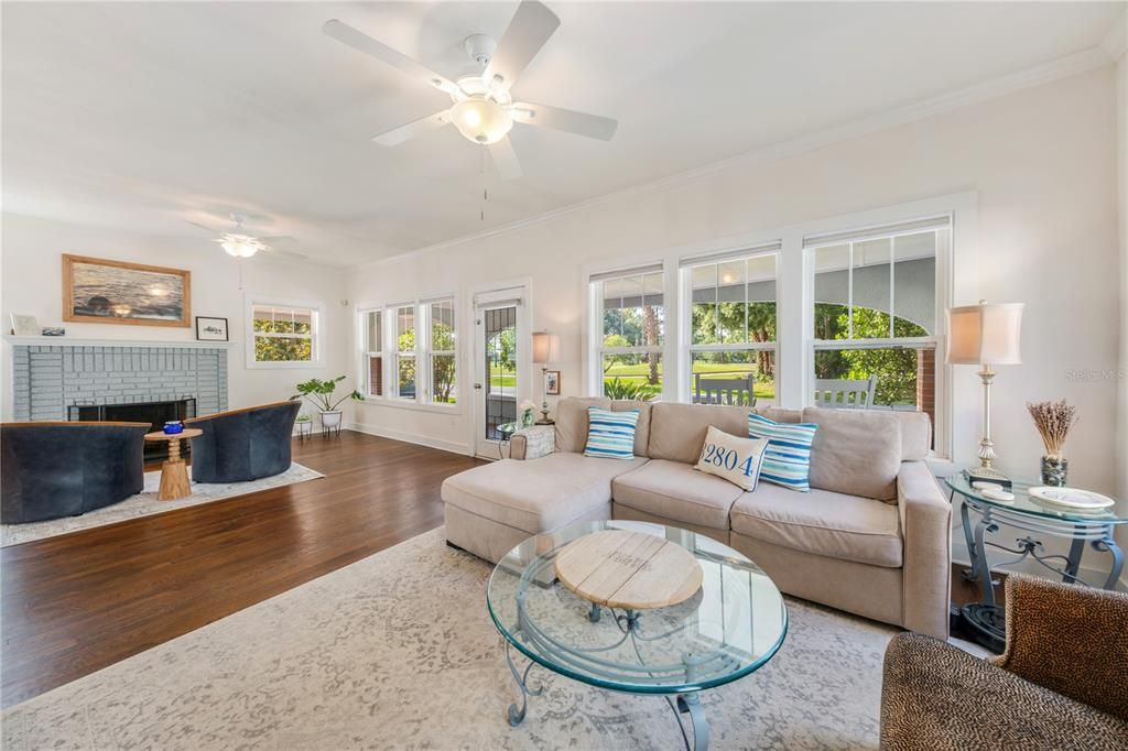 Front Porch opens in to 2 Living Areas