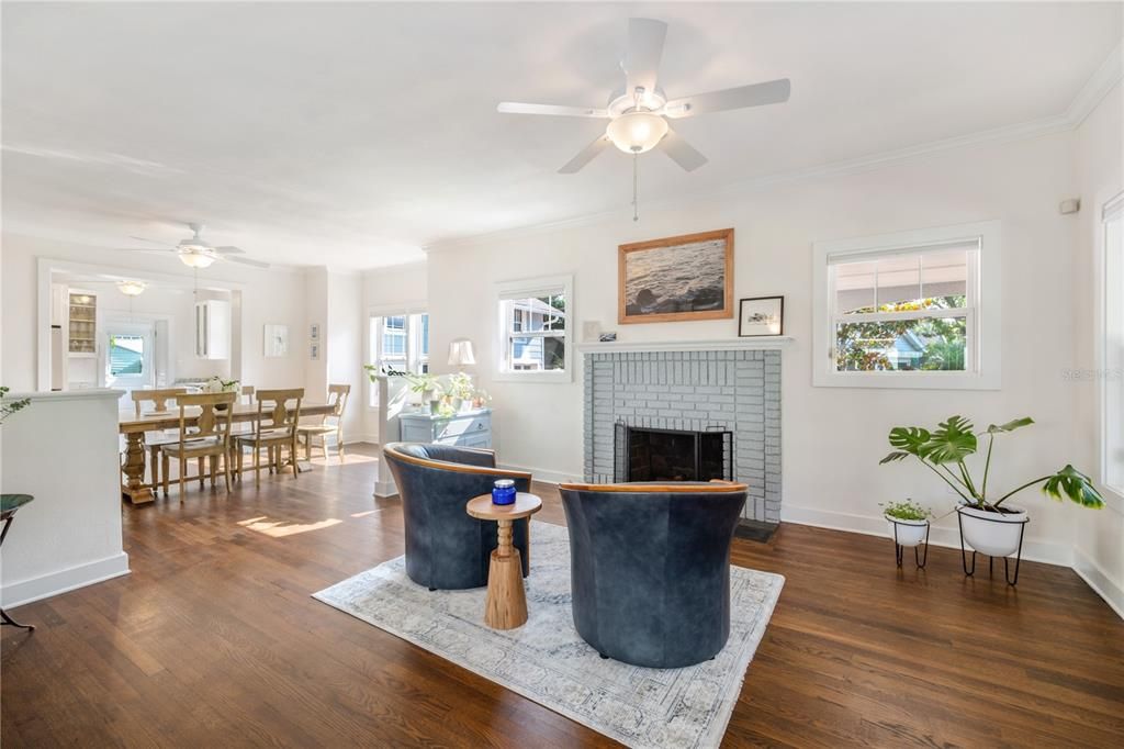 Living Area leading into Open Dining Room