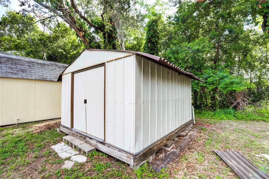 white metal shed for storage