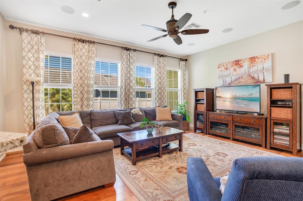 Family room overlooking yard