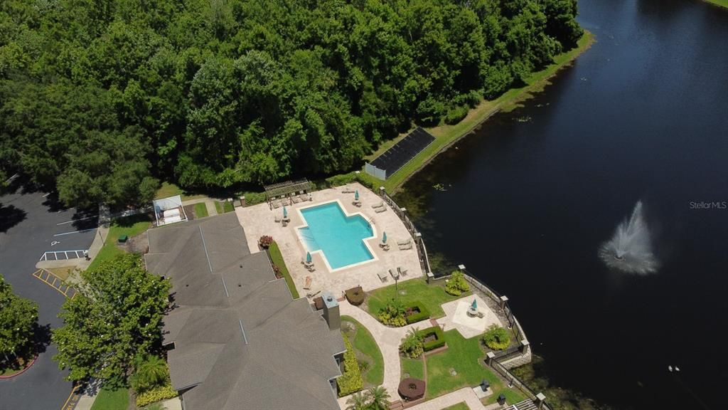 Community Pool overlooks Pond with Fountain