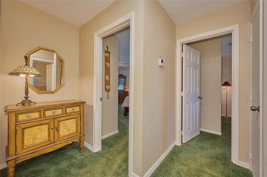View of bedroom entrances.  Door to right leads into guest room.  Door to left leads into master bedroom suite.