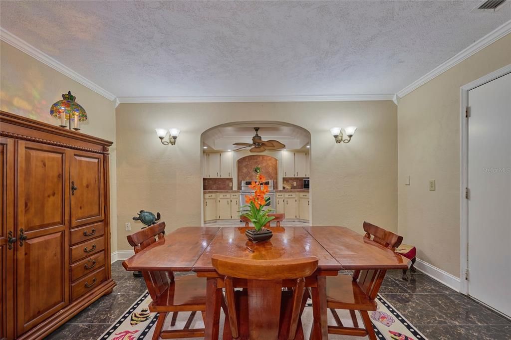 Dining room looking back into kitchen