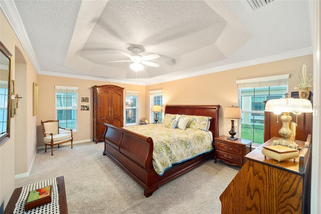 Owner's Bedroom with Tray Ceiling & 4 Windows