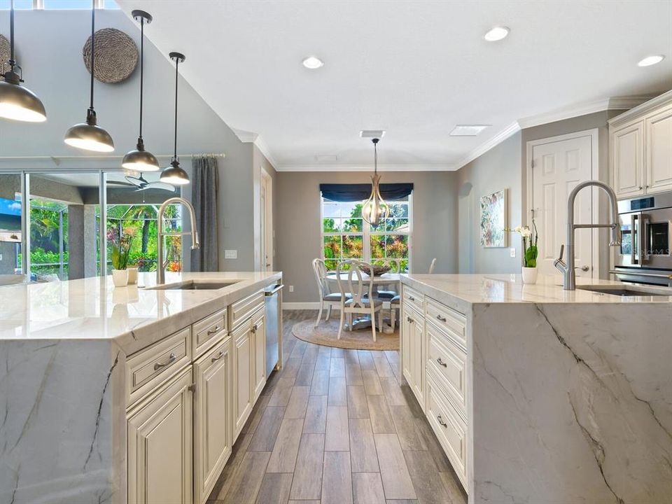 Two kitchen islands is ideal for large families or entertaining.