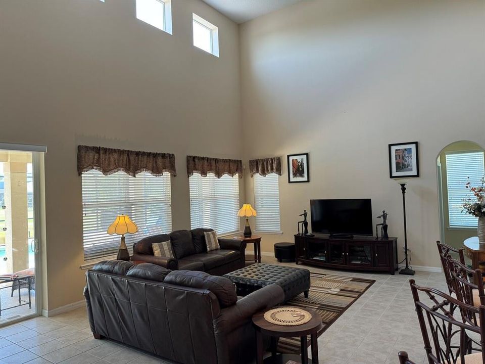 Family room with cathedral ceiling