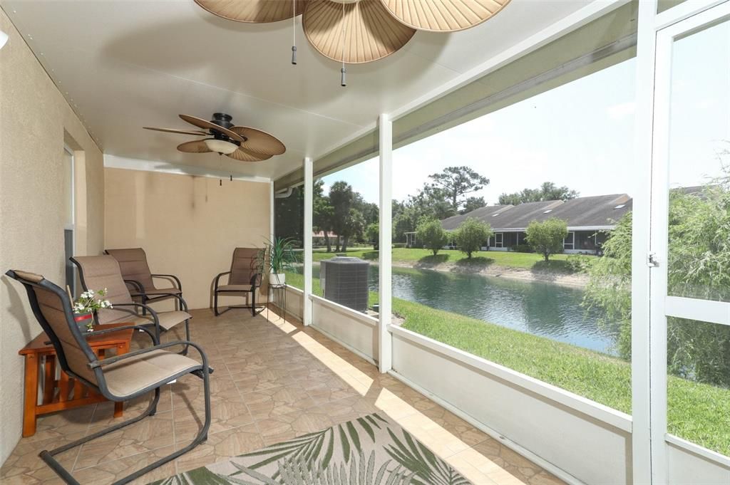 Enclosed Patio with Tile & Water View.  Not all units have this!