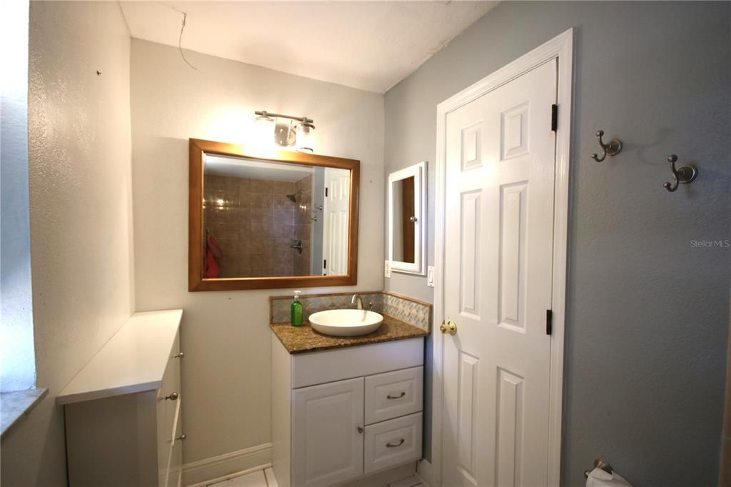 Master bath with extra storage.