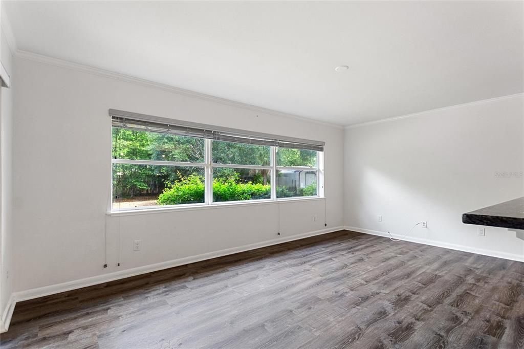 Large window gives you a great view of the back yard, and brings in lots of natural light.