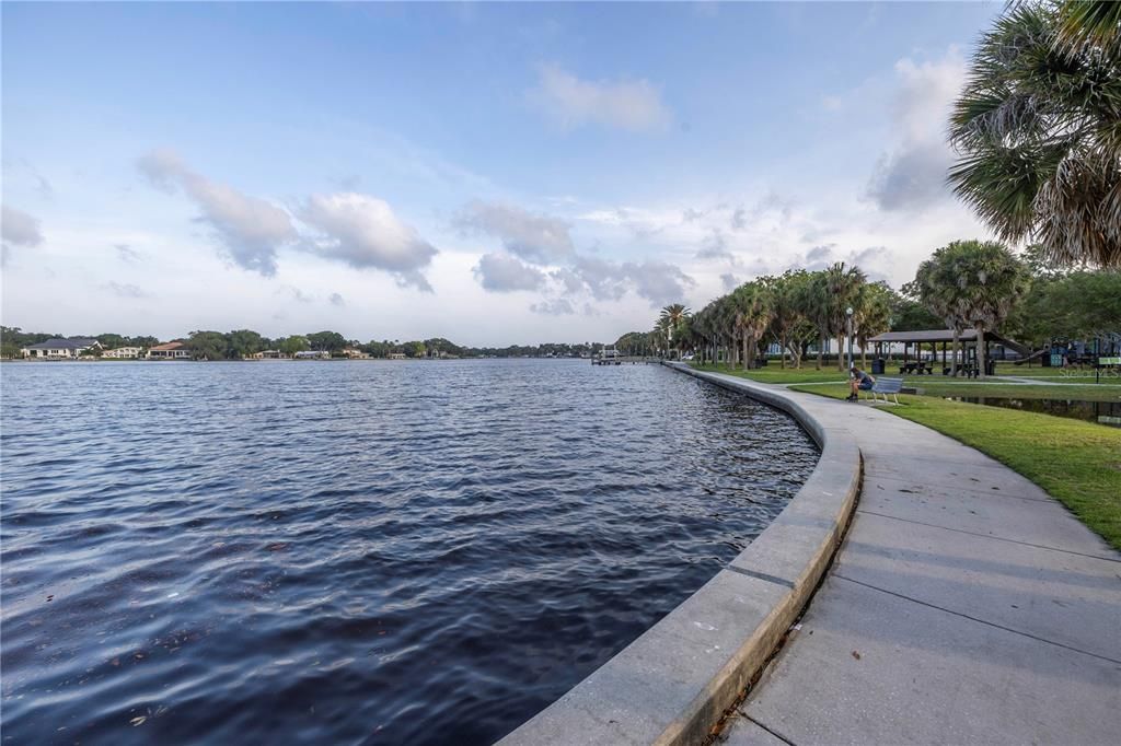 Sidewalks along Coffee Pot Bayou just one block away!