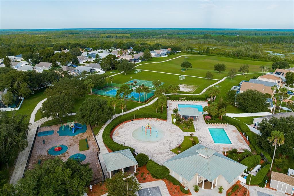 Community Pool & Playground Aerial view