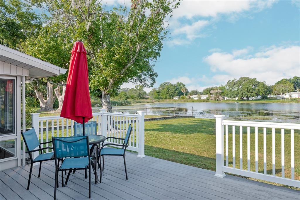 Relax on the back deck while enjoying the view