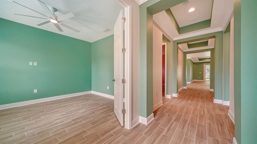 Entrance hall with den/studio to the left.