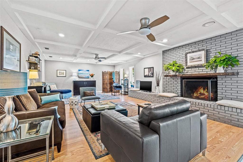 Family Room with wood burning fireplace