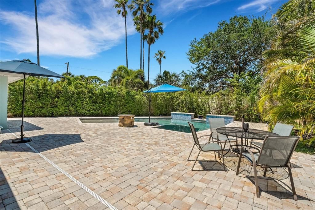 Saltwater Pool with Sunshelf, Waterfalls, 7 FOOT PRIVACY FENCE