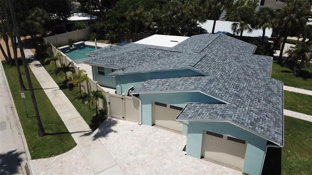 Overhead Aerial of home with side entrance garage