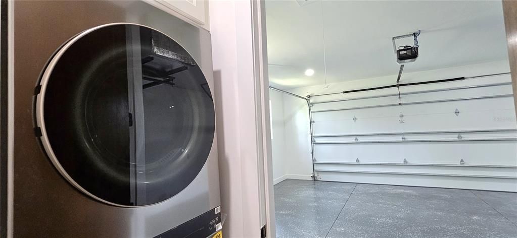 Laundry room connects to the oversized garage