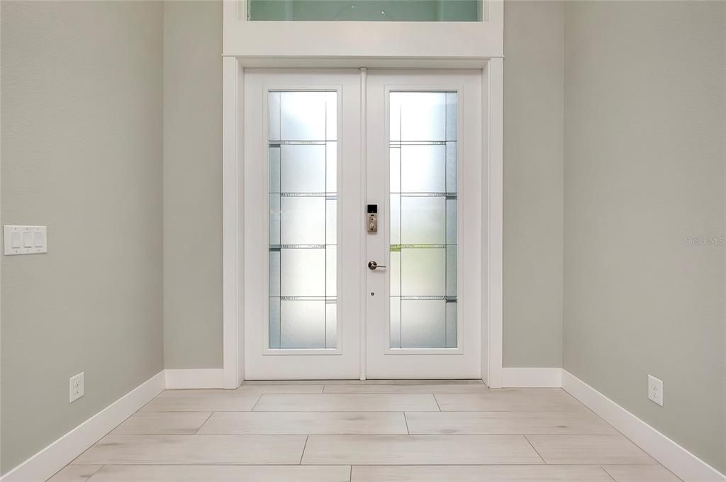 Double front doors with privacy glass