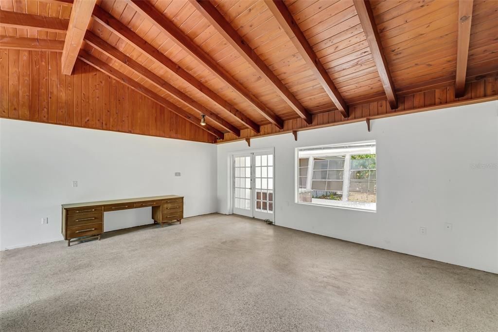 Pristine wood cathedral ceilings.