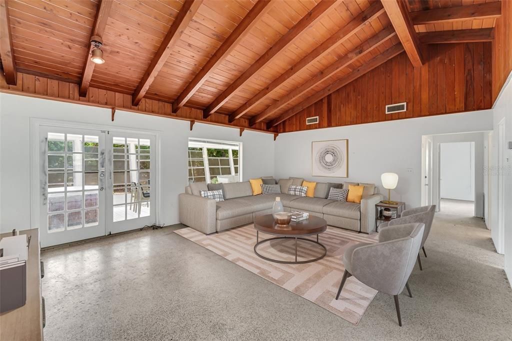 Living Room and back lanai virtually staged