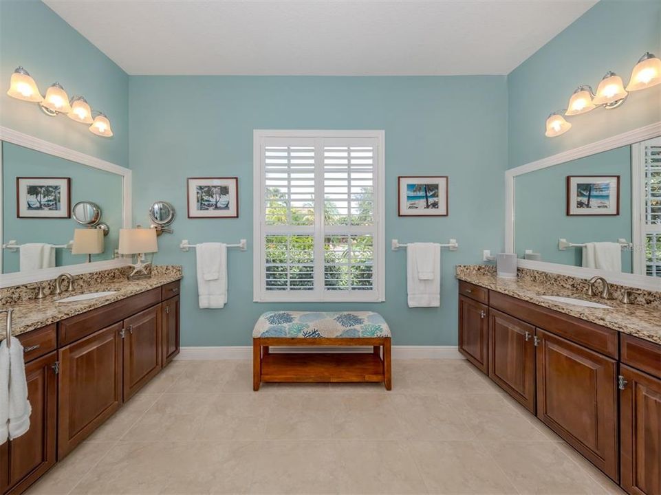 Spacious primary bath with separate vanities