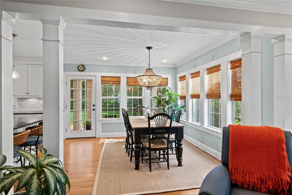 Casual dining area overlooking the fabulous backyard