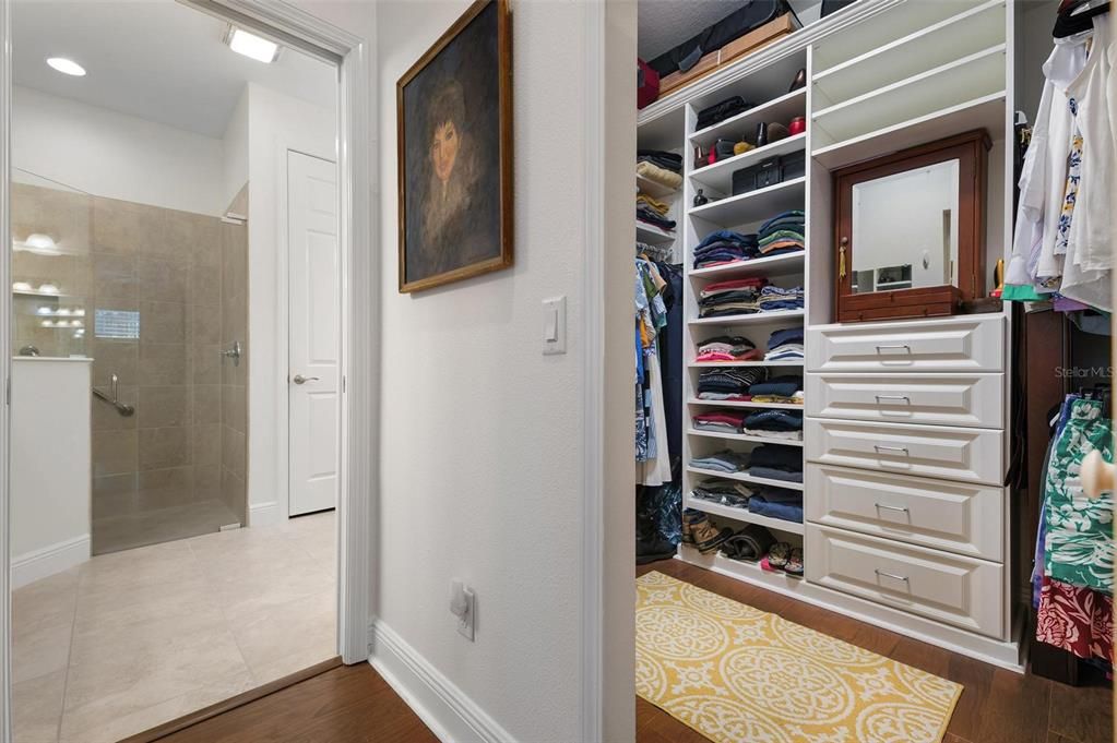 Upgraded Custom Walk In Primary Closet