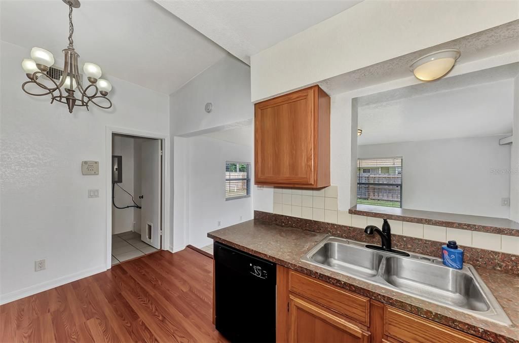 Kitchen over looking into the family/florida room