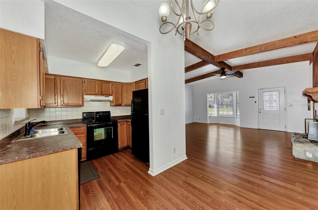 Kitchen/dining room/living views