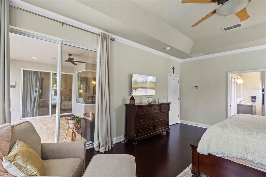 View of the covered lanai from master bedroom.