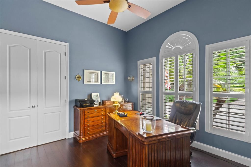 This home features a luxurious executive office space.