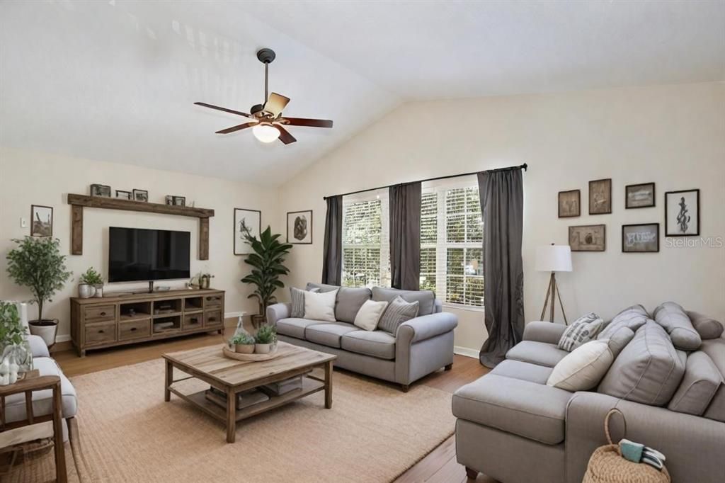 Second floor bonus room used as a family room