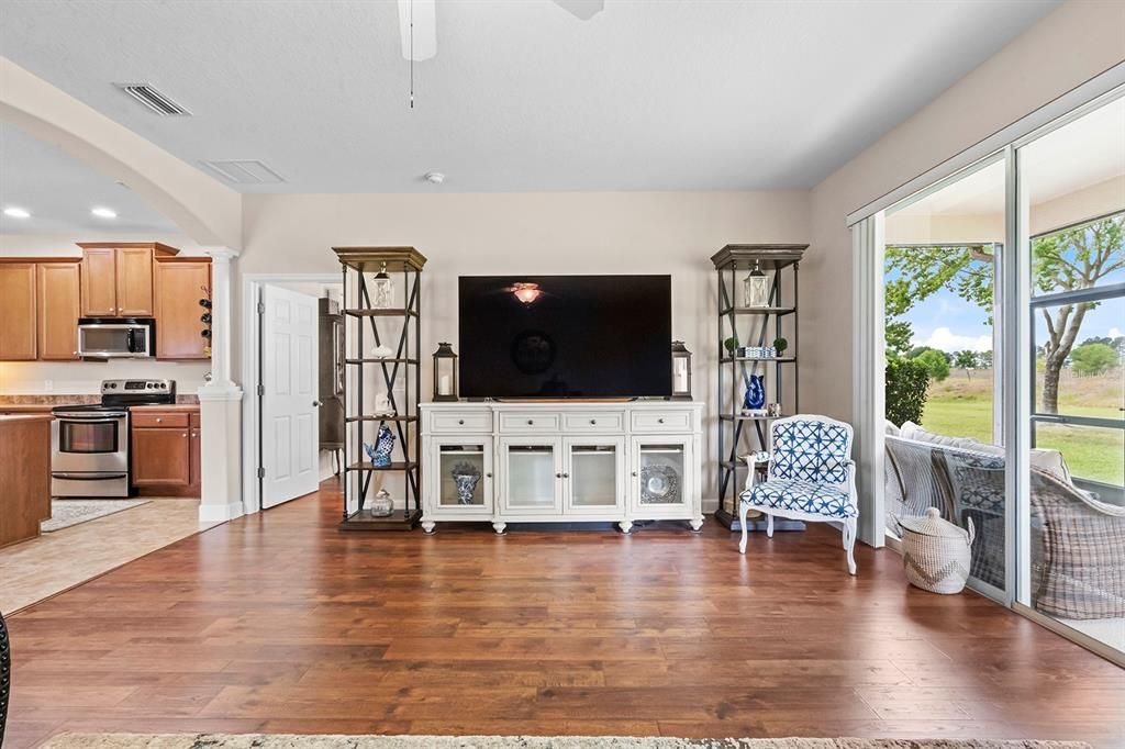 Living Room: Abundance of Natural Light from Large Sliders at Lanai