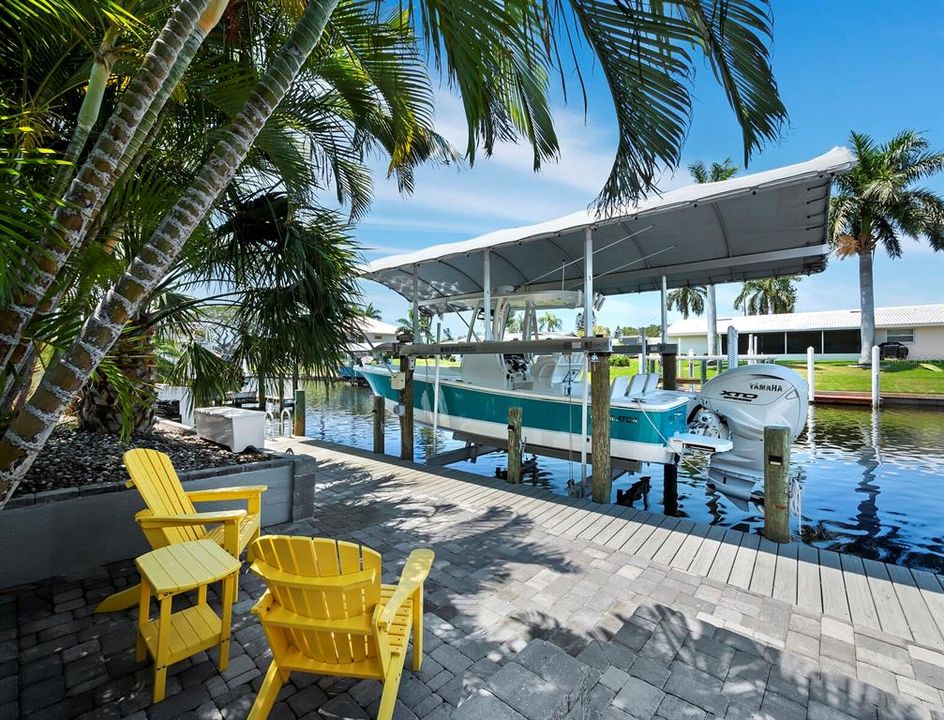 Step down from the pool to you private spot near the water, your long dock and your boat at the ready.