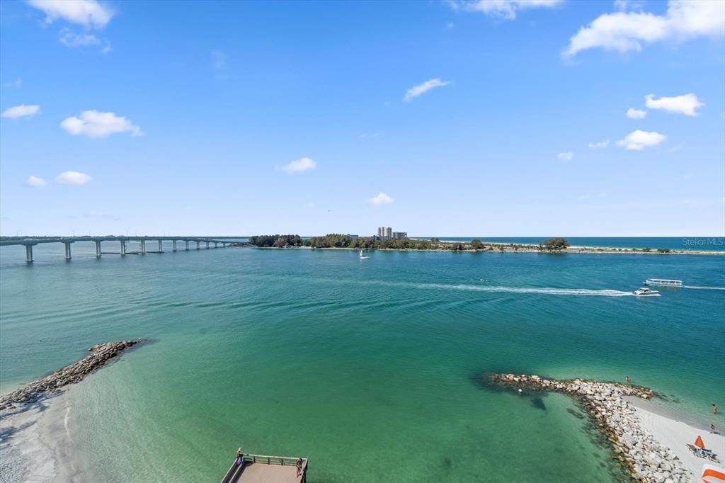 Views from balcony looking towards Sand Key Park over the Clearwater Pass