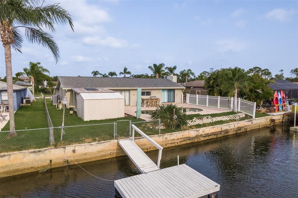 Back yard, pool and Dock