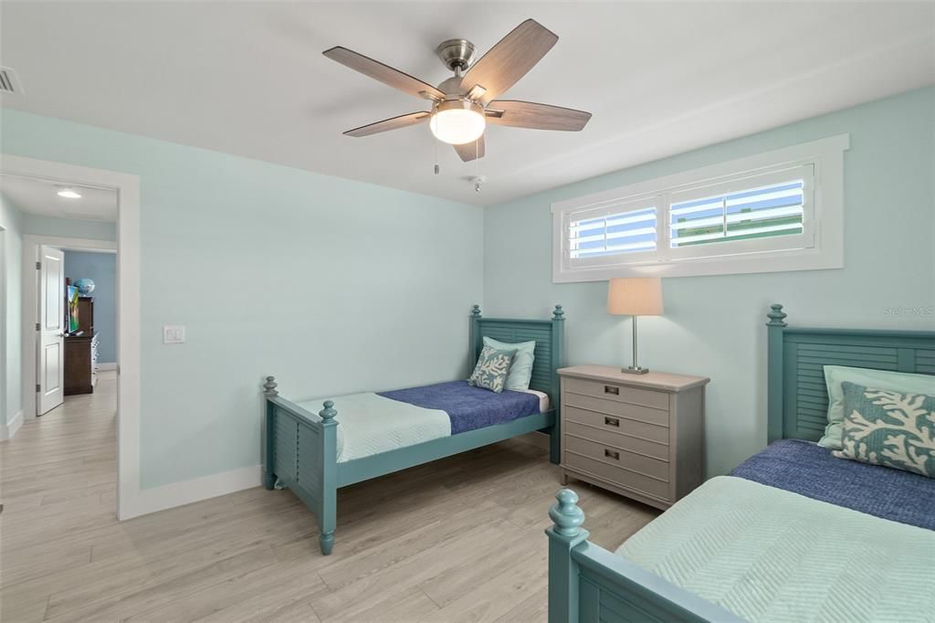 Transom Window w/Plantation Shutters plus Ceiling Fan