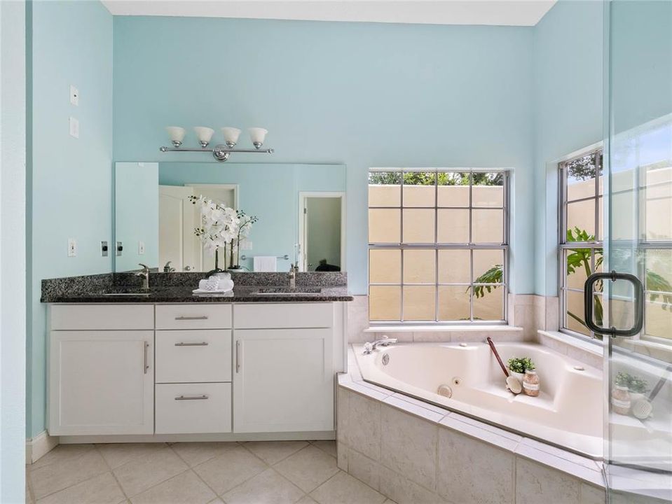 Owners' Bathroom with corner jetted tub