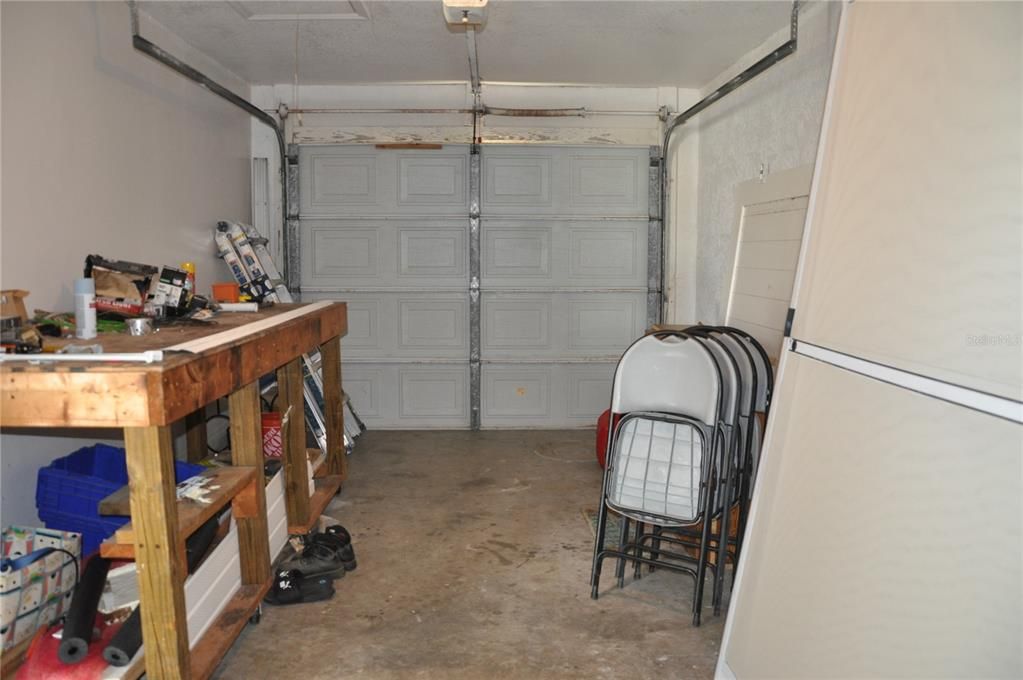 One car garage with workbench
