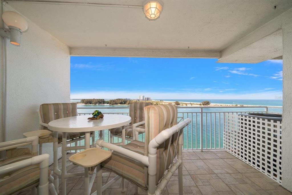 Balcony overlooking the CLearwater Pass, Sand Key Park, and the Gulf of Mexico