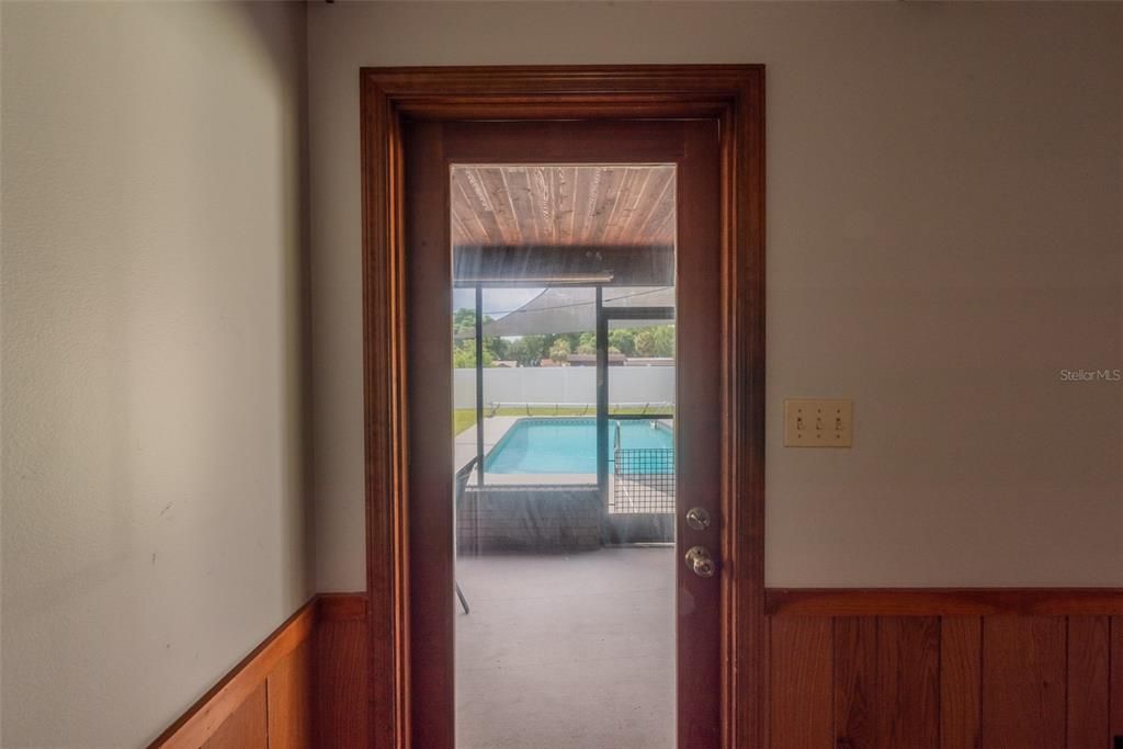 door from great room to lanai and pool
