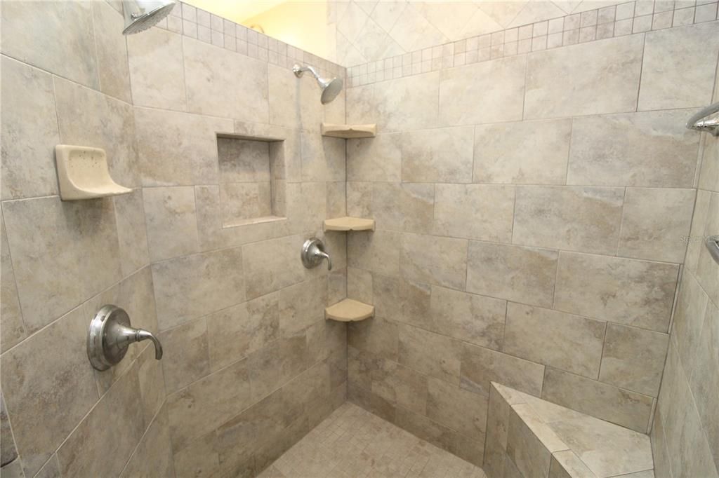 Primary Bathroom- Huge Walk-in Shower with dual showerheads....